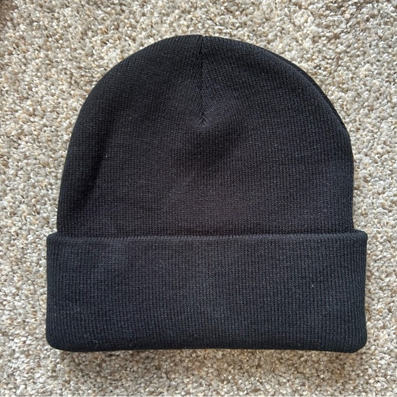 Black Beanie with White Embroidery - Picture 2 of 5